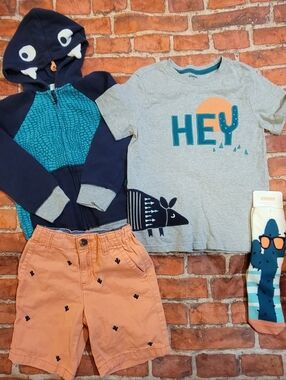 Gymboree Boys Desert Day Trip Summer Set Sz 5t / 5 Cactus Armadillo